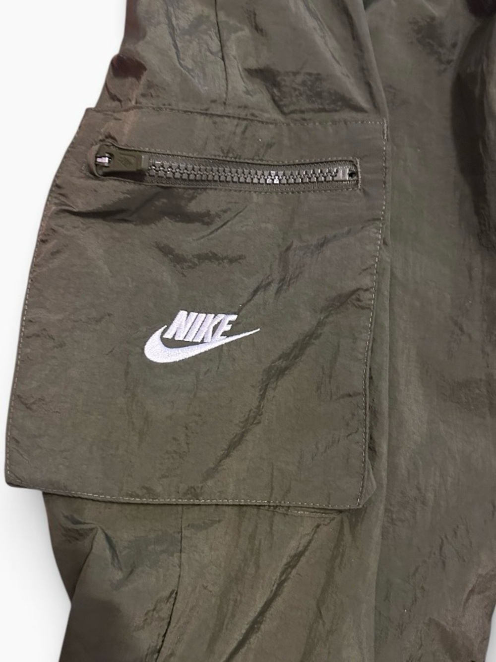 Nike Women's Olive Cargo Joggers with White Logo - Picture 5 of 6